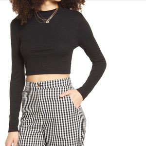 BP. mock neck long sleeve cropped top